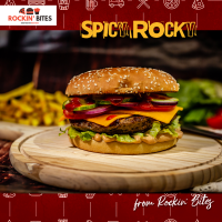 Burger Spicy Rocky + Cartofi Prajiti + Coca Cola 0.30 Gratis! PROMO! Chill Your Meal, Free Coke Deal! la ROCKIN' BITES (Rockin' Burgers) din Târgu Mureş